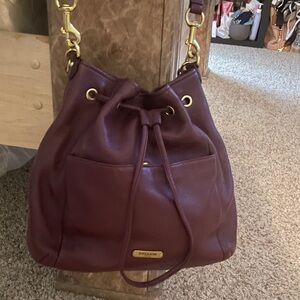 Coach Burgundy Leather Bucket Bag